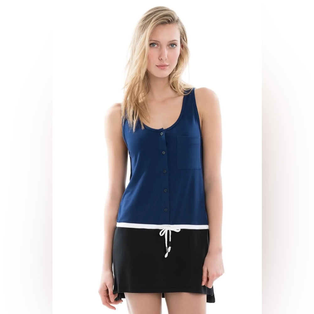 LOLE Women’s Navy/Black Anita Drawstring Tunic Swimsuit Cover-Up—XS